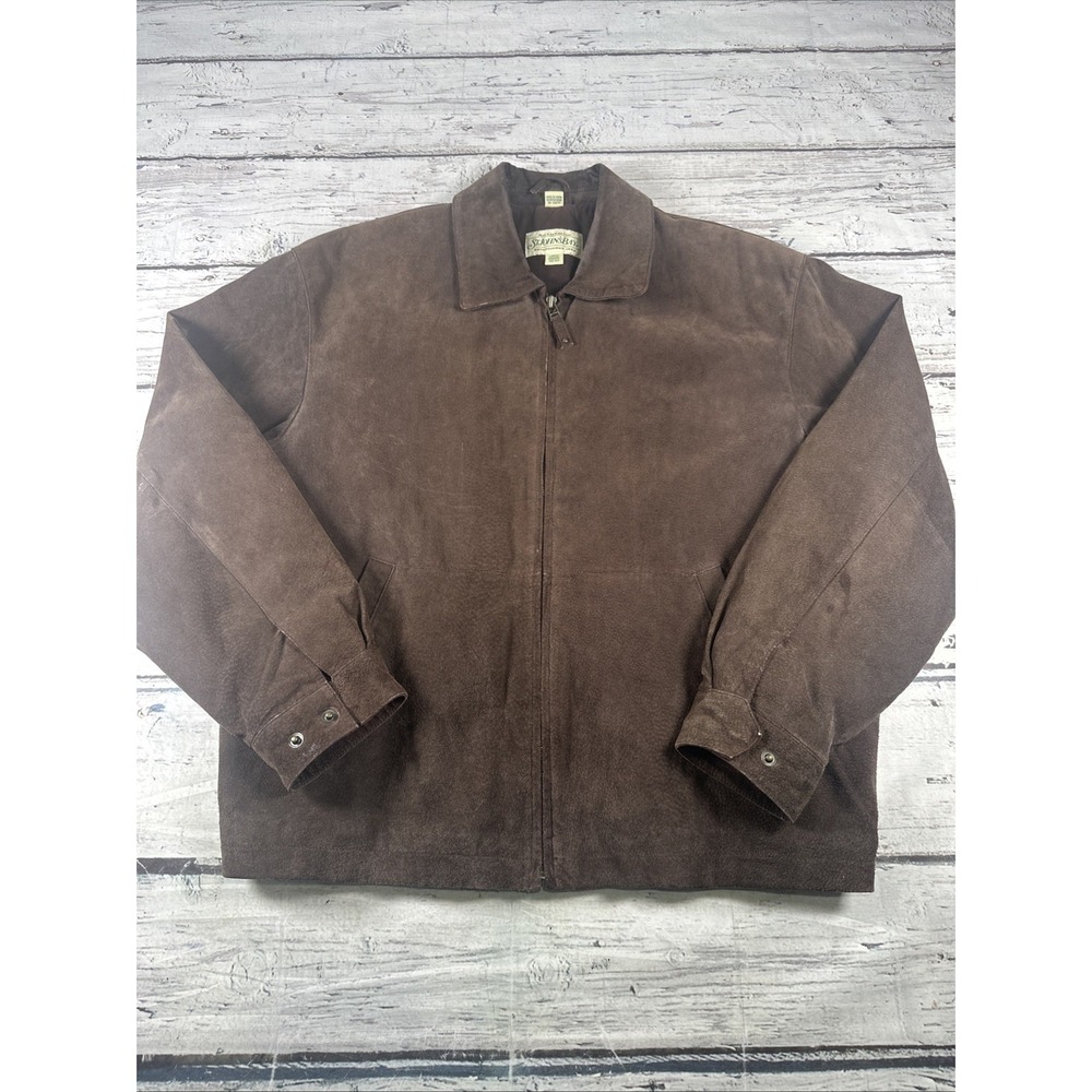 St. John's Bay Bomber Jacket Mens Size Large Full Zip Brown Suede